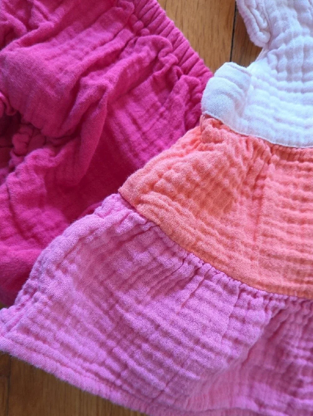 GAP Muslin Tier Set Ruffle Straps Bloomers Cotton Pinks & Coral Size 18-24